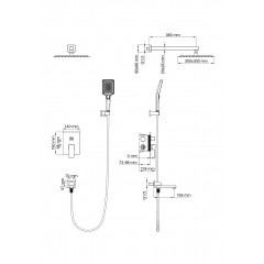 Душевая система встраиваемая WONZON & WOGHAND CUBE 2.0, Темный графит (WW-88087068-BGM)
