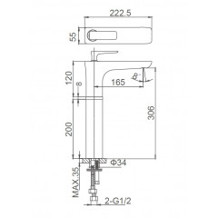 Смеситель для раковины высокий WONZON & WOGHAND SHARK, Хром (WW-481104-CR)