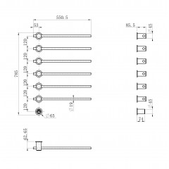 Полотенцесушитель электрический встраиваемый WONZON & WOGHAND BADEN, Темный графит (WW-AL366-GM)