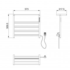 Полотенцесушитель электрический с полкой WONZON & WOGHAND ESSEN, Брашированный никель (WW-A402-BR)