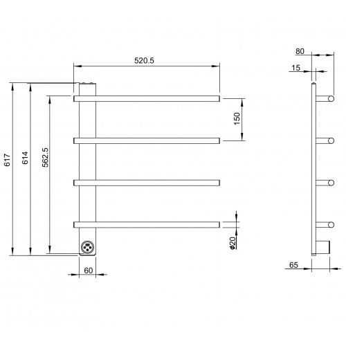 Полотенцесушитель электрический WONZON & WOGHAND NÜRNBERG, Темный графит (WW-AL344-GM)