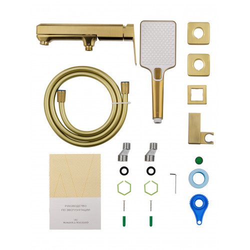 Смеситель для ванны с душем WONZON & WOGHAND DIAMOND, Брашированное золото (WW-88639011- BG)