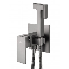 Смеситель с гигиеническим душем встраиваемый WONZON & WOGHAND CUBE, Темный графит (WW-88829016-BGM)