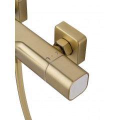 Смеситель для ванны с душевым гарнитуром и термостатом WONZON & WOGHAND SOLID, Брашированное золото (WW-C2011-A-BG)