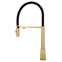 Смеситель для кухни с гибким изливом и подключением фильтра WONZON & WOGHAND, Брашированное золото (WW-88458009-BG)