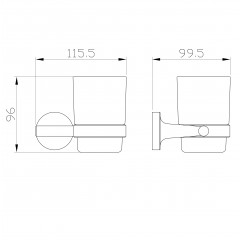 Стакан для зубных щеток с держателем WONZON & WOGHAND SIMPLE, Хром (WW-6521)