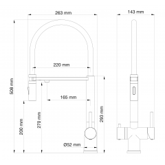 Смеситель для кухни с гибким изливом и подключением фильтра WONZON & WOGHAND, Брашированное золото (WW-88458009-BG)