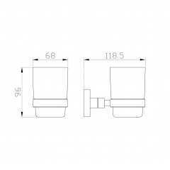 Стакан для зубных щеток с держателем WONZON & WOGHAND POLO, Брашированный никель (WW-8921-BN)