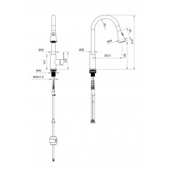 Смеситель для кухни с выдвижным изливом WONZON & WOGHAND, Черный матовый (WW-121E201L-MB)