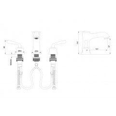 Смеситель для раковины на 3 отверстия WONZON & WOGHAND STEAM, Хром (WW-88159008-CR)