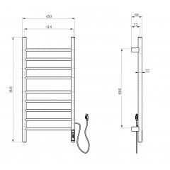 Полотенцесушитель электрический WONZON & WOGHAND BONN, Темный графит (WW-AL409-GM)