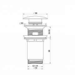 Донный клапан для раковины с переливом 1 1/4 WONZON & WOGHAND, Брашированное золото (WW-88SS09-BG)