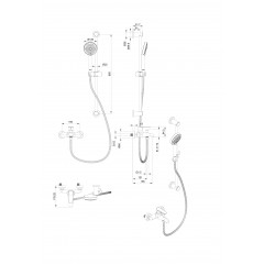 Смеситель для ванны с душевым гарнитуром WONZON & WOGHAND ALFA, Темный графит (WW-AE3205-BGG)