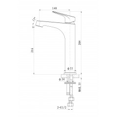 Смеситель для раковины высокий WONZON & WOGHAND BALANCE, Хром (WW-051104-CR)