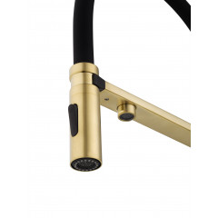 Смеситель для кухни с гибким изливом и подключением фильтра WONZON & WOGHAND, Брашированное золото (WW-88458009-BG)