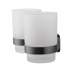 Два стакана для зубных щеток с держателем WONZON & WOGHAND GRAFFITY, Темный графит (WW-9328-GM)