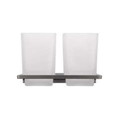 Два стакана для зубных щеток с держателем WONZON & WOGHAND ECLIPSE, Темный графит (WW-9128-GM)