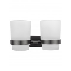 Два стакана для зубных щеток с держателем WONZON & WOGHAND GRAFFITY, Темный графит (WW-9328-GM)