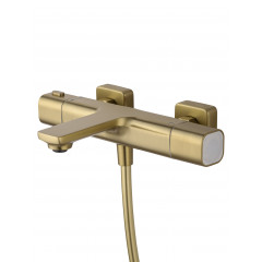 Смеситель для ванны с душевым гарнитуром и термостатом WONZON & WOGHAND SOLID, Брашированное золото (WW-C2011-A-BG)