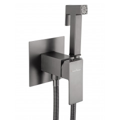 Смеситель с гигиеническим душем встраиваемый WONZON & WOGHAND CUBE, Темный графит (WW-88829016-BGM)