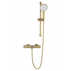 Смеситель для ванны с душевым гарнитуром и термостатом WONZON & WOGHAND SOLID, Брашированное золото (WW-C2011-A-BG)