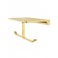 Двойной держатель для туалетной бумаги с полкой WONZON & WOGHAND ECLIPSE, Глянцевое золото (WW-9156-LG)