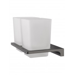 Два стакана для зубных щеток с держателем WONZON & WOGHAND ECLIPSE, Темный графит (WW-9128-GM)