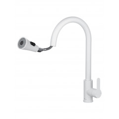Смеситель для кухни с выдвижным изливом WONZON & WOGHAND, Белый матовый (WW-121E201L-MW)