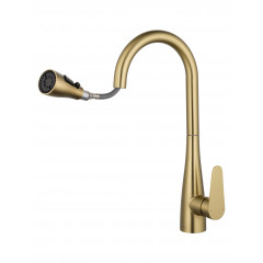 Смеситель для кухни с выдвижным изливом WONZON & WOGHAND, Брашированное золото (WW-121E201B-BG)