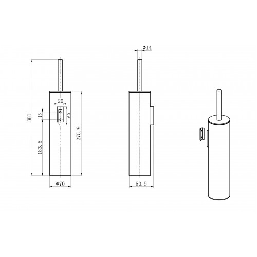 Туалетный ершик в комплекте WONZON & WOGHAND, Брашированный никель (WW-V4601-BR)