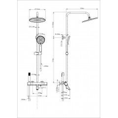 Душевая система с термостатом WONZON & WOGHAND The ONE, Темный графит (WW-B3094-BGG)