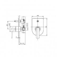 Смеситель для ванны встраиваемый WONZON & WOGHAND SHARK, Хром (WW-483700-CR)