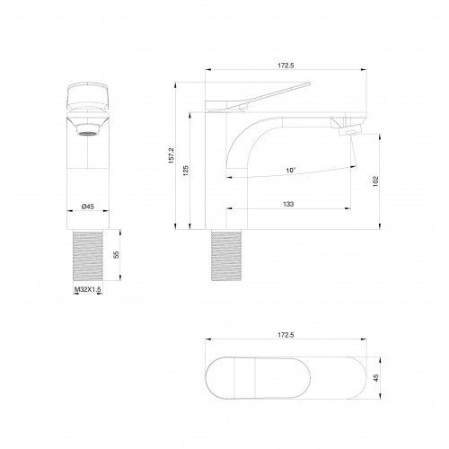 Смеситель для раковины WONZON & WOGHAND, Черный матовый (WW-XH-010-MB)