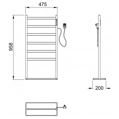 Полотенцесушитель электрический напольный WONZON & WOGHAND ESSEN, Темный графит (WW-A406-GM)
