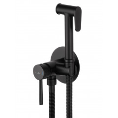 Смеситель с гигиеническим душем встраиваемый WONZON & WOGHAND STICK, Черный матовый (WW- 88829902-MB)