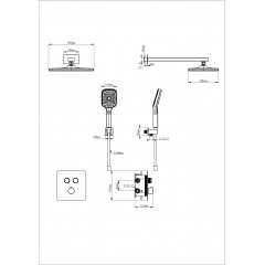 Душевая система с термостатом встраиваемая WONZON & WOGHAND, Хром (WW-B4003-CR)