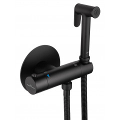 Смеситель с гигиеническим душем и термостатом встраиваемый WONZON & WOGHAND, Черный матовый (WW-88819902-MB)