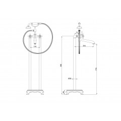 Смеситель для ванны напольного монтажа WONZON & WOGHAND RETRO, Черный матовый (WW-88649020-MB)
