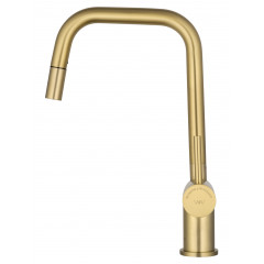 Смеситель для кухни с выдвижым изливом WONZON & WOGHAND, Брашированное золото (WW-6018-BG)