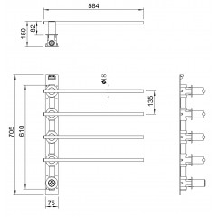 Полотенцесушитель электрический встраиваемый WONZON & WOGHAND DORTMUND, Брашированный никель (WW-A364-BR)