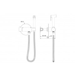 Смеситель с гигиеническим душем и термостатом встраиваемый WONZON & WOGHAND, Черный матовый (WW-88819902-MB)
