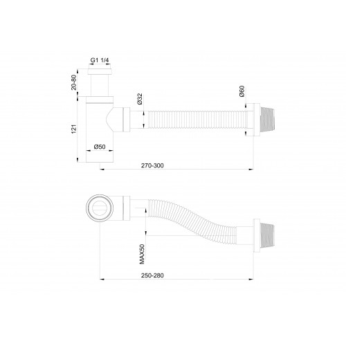 Сифон для раковины WONZON & WOGHAND, Брашированное золото (WW-88SS101-BG)