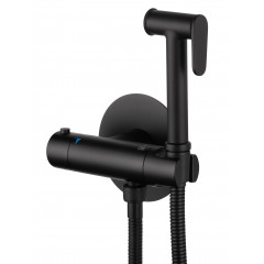 Смеситель с гигиеническим душем и термостатом встраиваемый WONZON & WOGHAND, Черный матовый (WW-88819902-MB)
