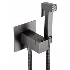Смеситель с гигиеническим душем и термостатом встраиваемый WONZON & WOGHAND, Темный графит (WW-88829910-BGM)