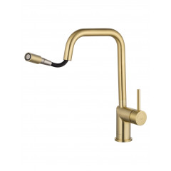 Смеситель для кухни с выдвижым изливом WONZON & WOGHAND, Брашированное золото (WW-6018-BG)