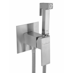 Смеситель с гигиеническим душем встраиваемый WONZON & WOGHAND CUBE, Брашированный никель (WW-88829016-BN)