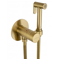Смеситель с гигиеническим душем и термостатом встраиваемый WONZON & WOGHAND, Брашированное золото (WW-88829909-BG)