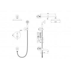 Душевая система встраиваемая WONZON & WOGHAND STEAM, Темный графит (WW-88939008-BGM)