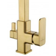 Смеситель для кухни с гибким изливом и подключением фильтра WONZON & WOGHAND, Брашированное золото (WW-88458012-BG（MW))