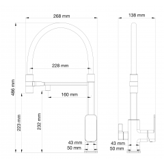 Смеситель для кухни с гибким изливом и подключением фильтра WONZON & WOGHAND, Брашированное золото (WW-88458012-BG（MW))
